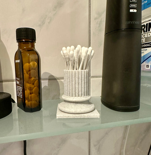 Behälter für Wattestäbchen oder Zahnstocher im Stil einer Antiken Säule. Marmor Optik
